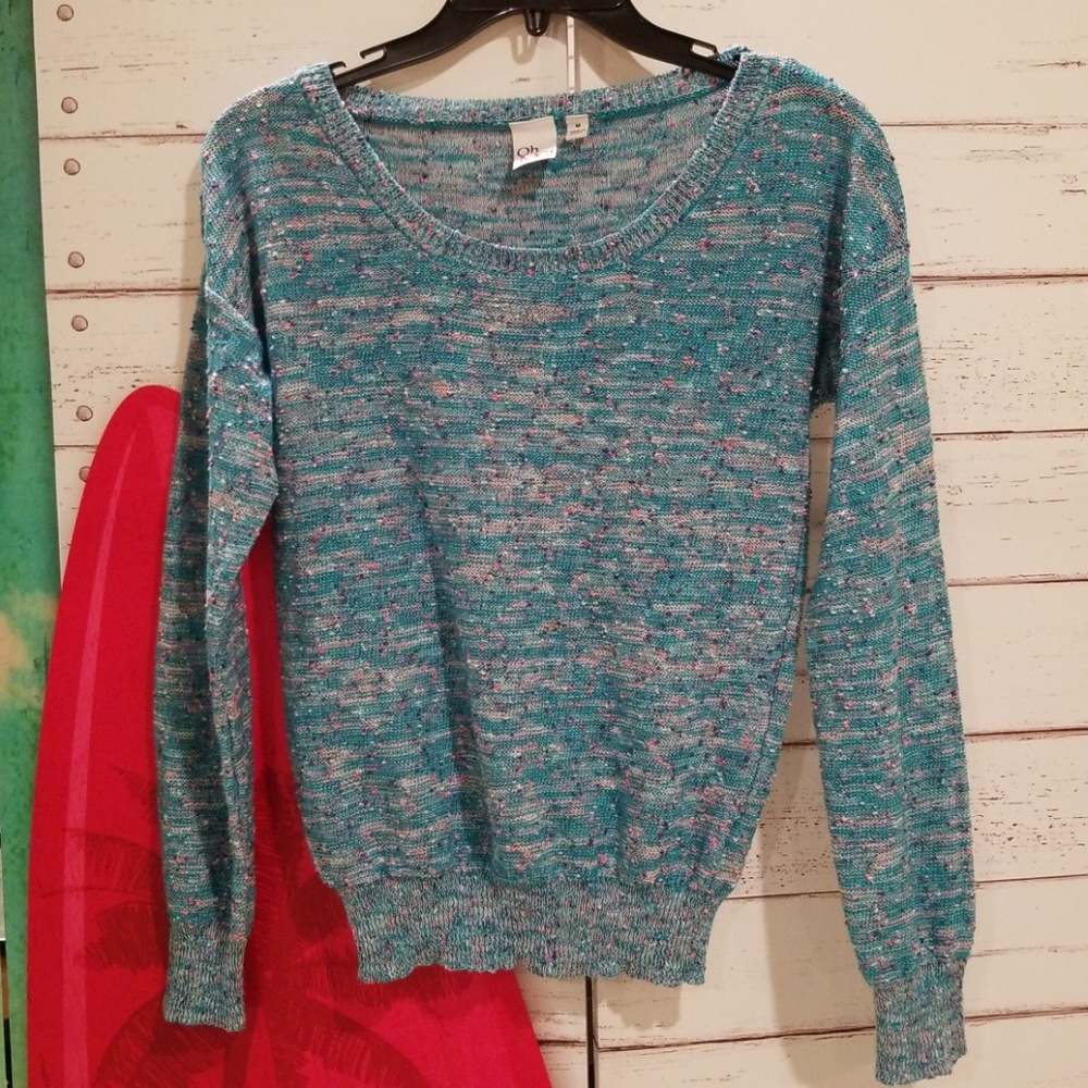 3/$20 Lightweight Teal Aqua OhMG Sweater Size M